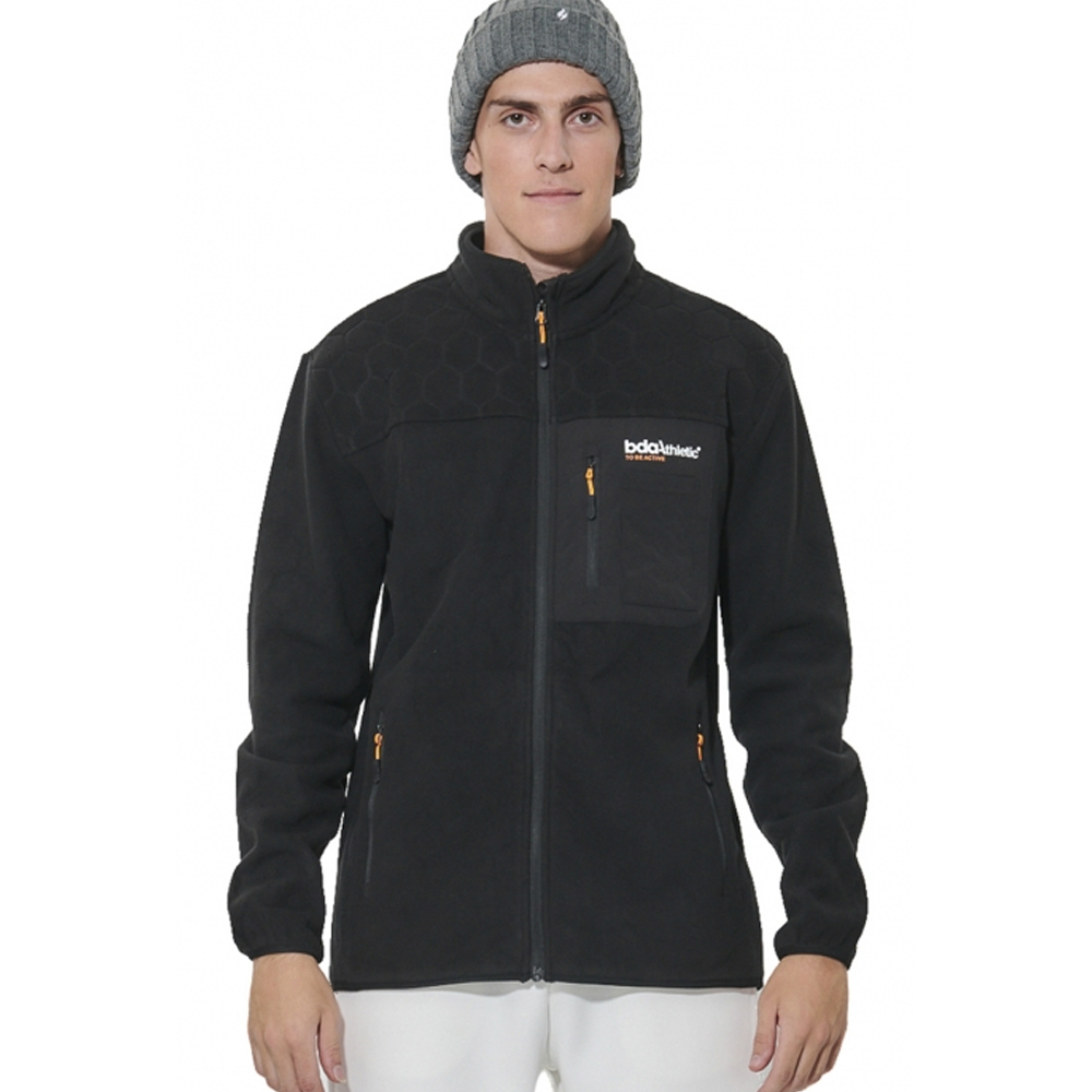 BODY ACTION Men's Full - Zip Polar Fleeece Jacket Ανδρική Ζακέτα  - Μαύρο