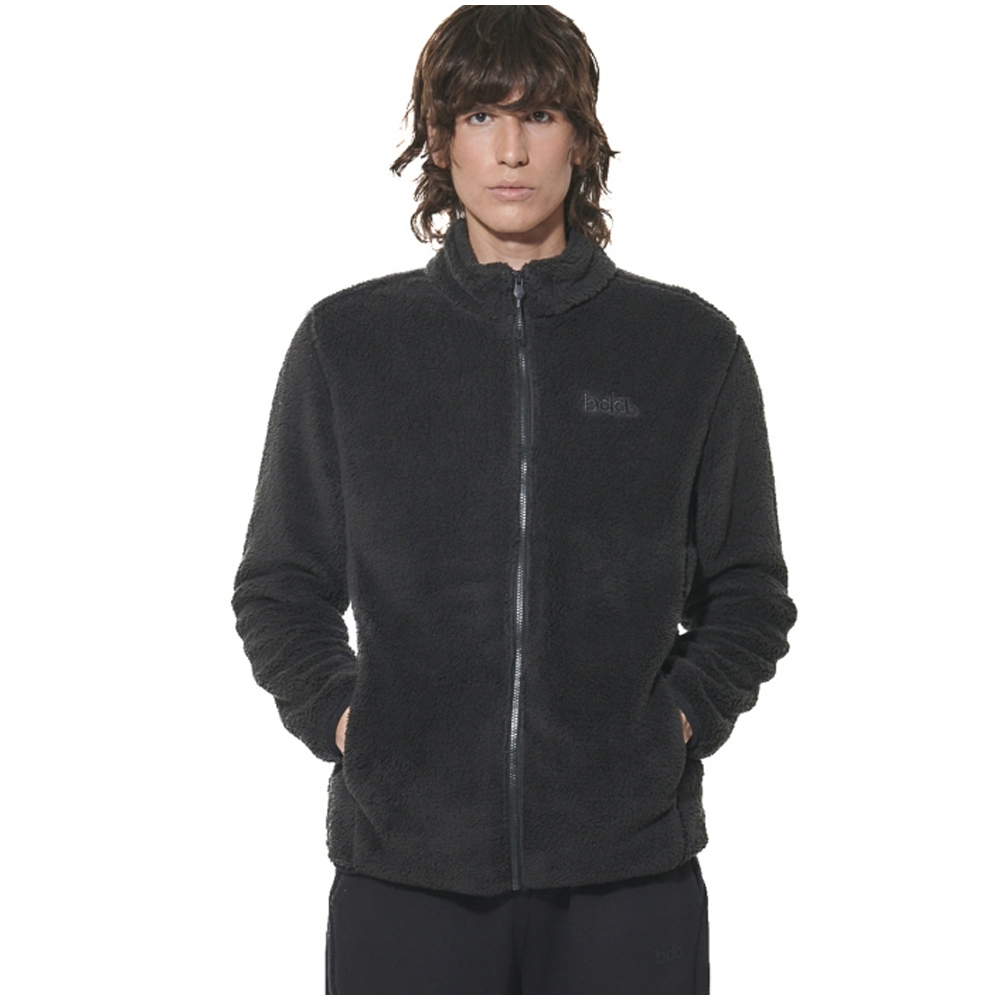 BODY ACTION Men's Full - Zip Fluffy Fleece Jacket Ανδρική Ζακέτα με κουκούλα - Μαύρο