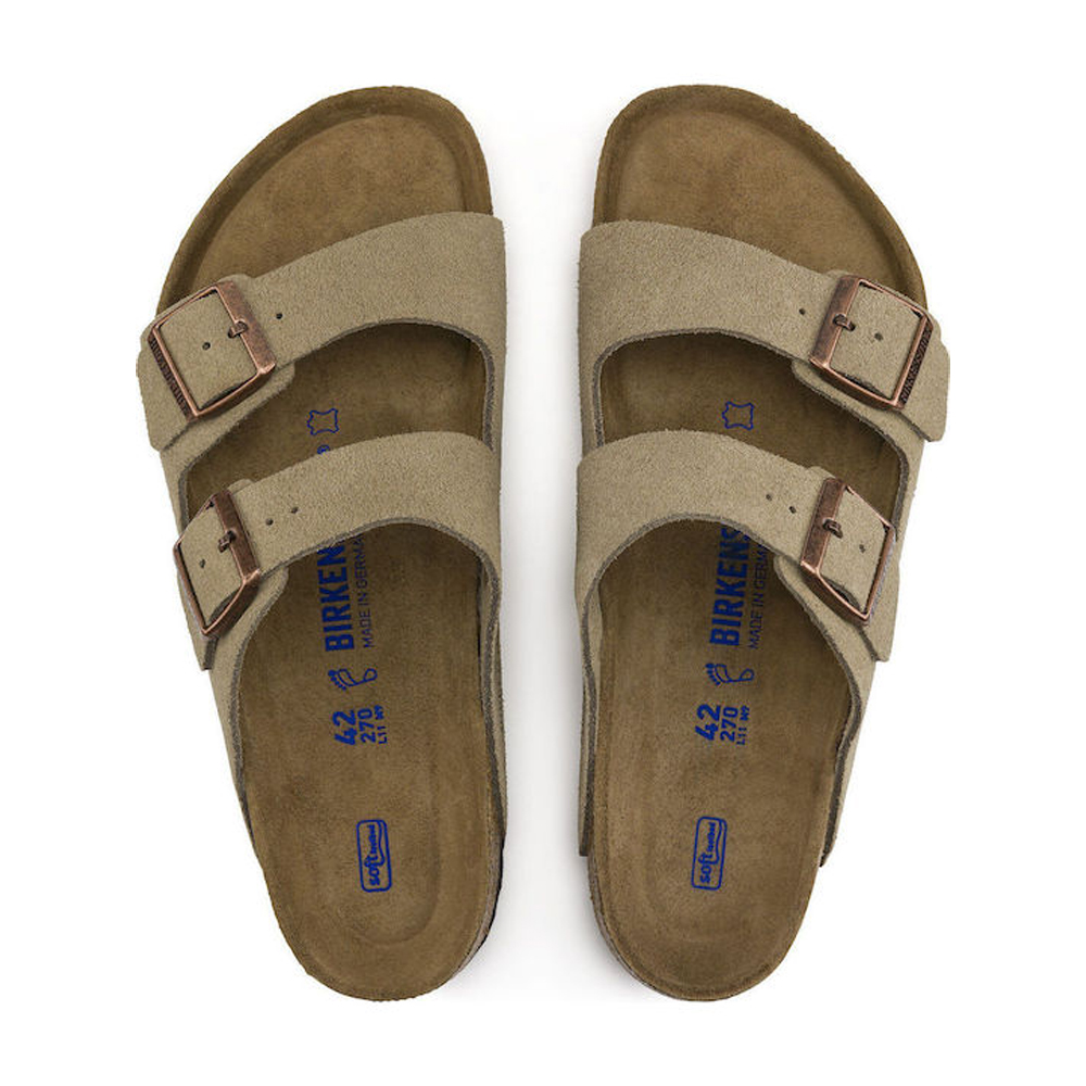 BIRKENSTOCK Arizona Soft Footbed Suede Leather Regular Fit Γυναικείες Ανατομικές Παντόφλες - Μπεζ