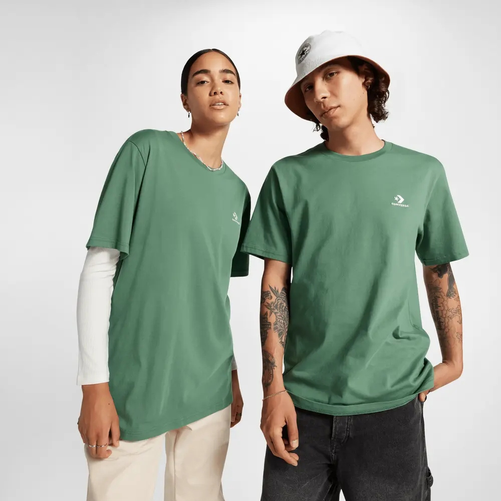 CONVERSE Go-To Embroidered Star Chevron Unisex T-Shirt - Πράσινο