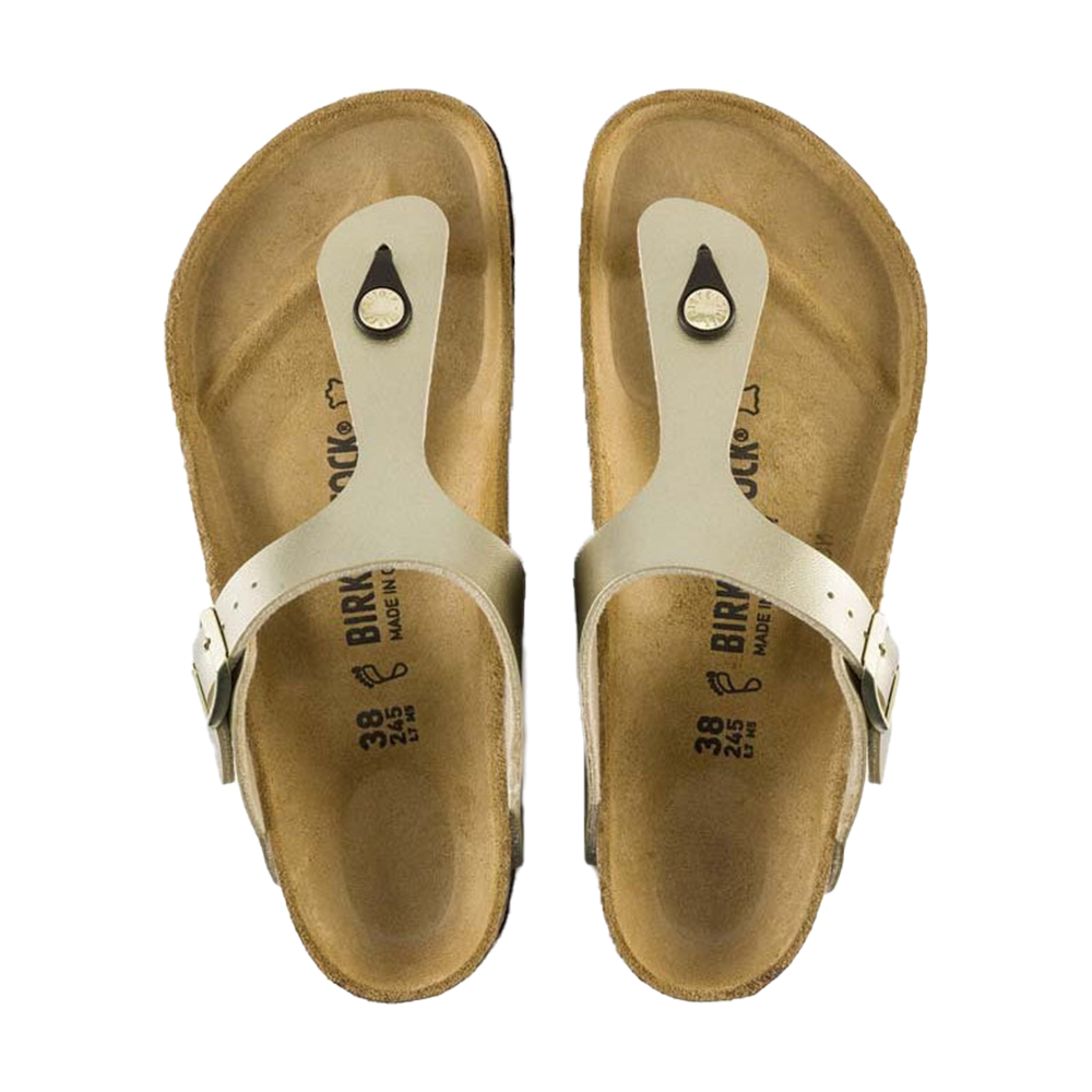BIRKENSTOCK Classic Gizeh Birko-Flor Narrow Fit Gold Γυναικεία Ανατομικά Σανδάλια Χρυσό - Χρυσό