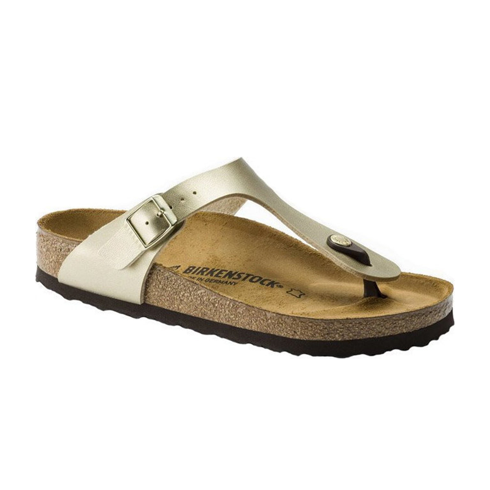 BIRKENSTOCK Classic Gizeh Birko-Flor Narrow Fit Gold Γυναικεία Ανατομικά Σανδάλια Χρυσό - 2