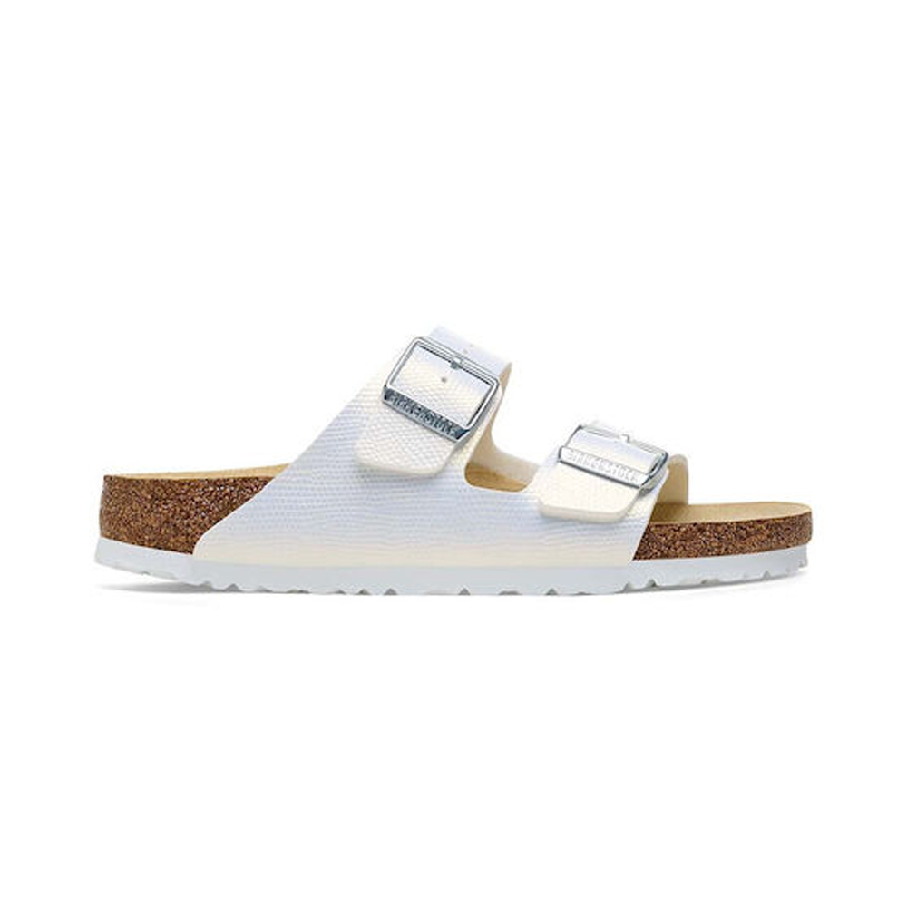 BIRKENSTOCK Classic Arizona BirkoFlor Shiny Lizard White Narrow Fit Γυναικείες Ανατομικές Παντόφλες - 4