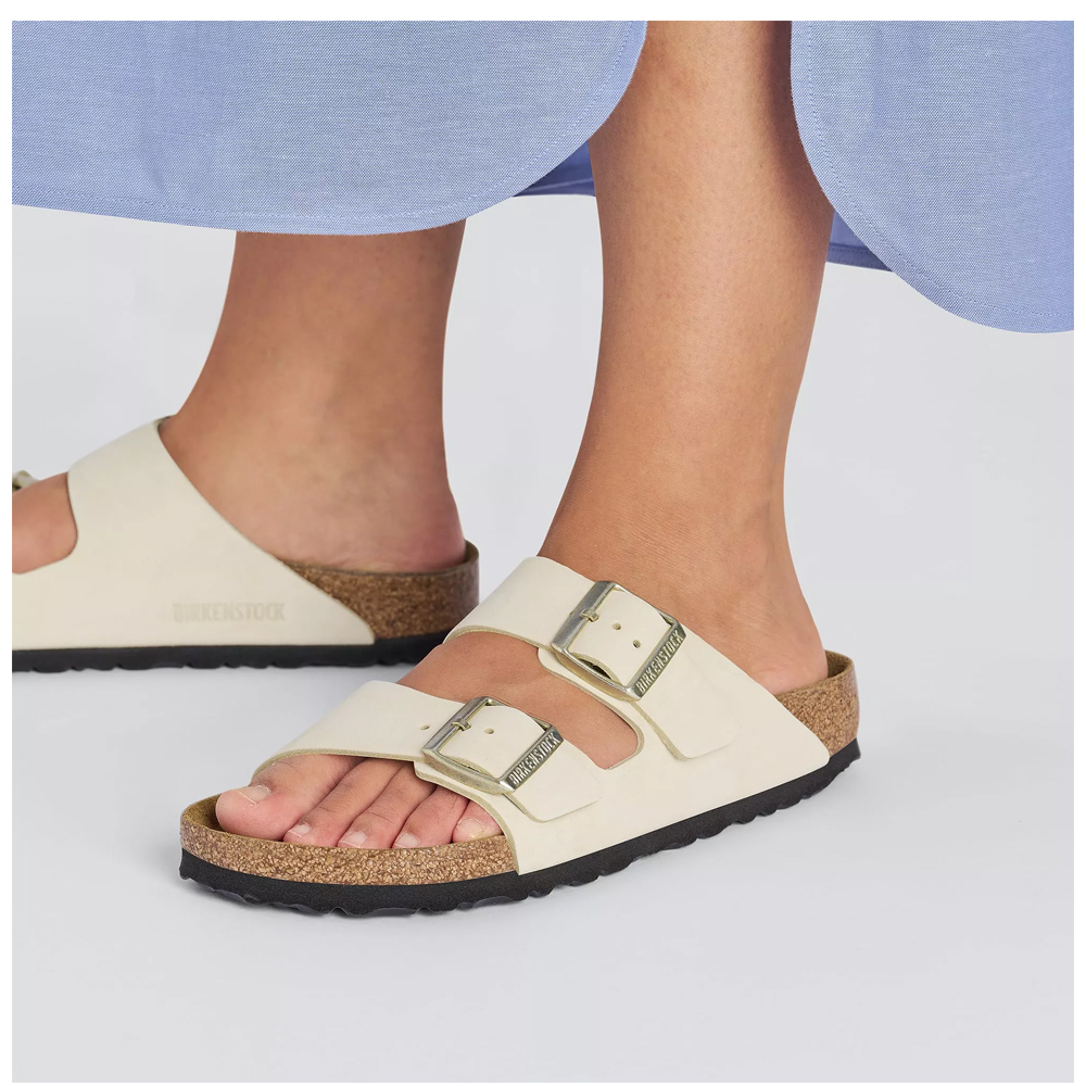 BIRKENSTOCK Classic Arizona Lenb Ecru Narrow Fit Γυναικείες Ανατομικές Παντόφλες - 5