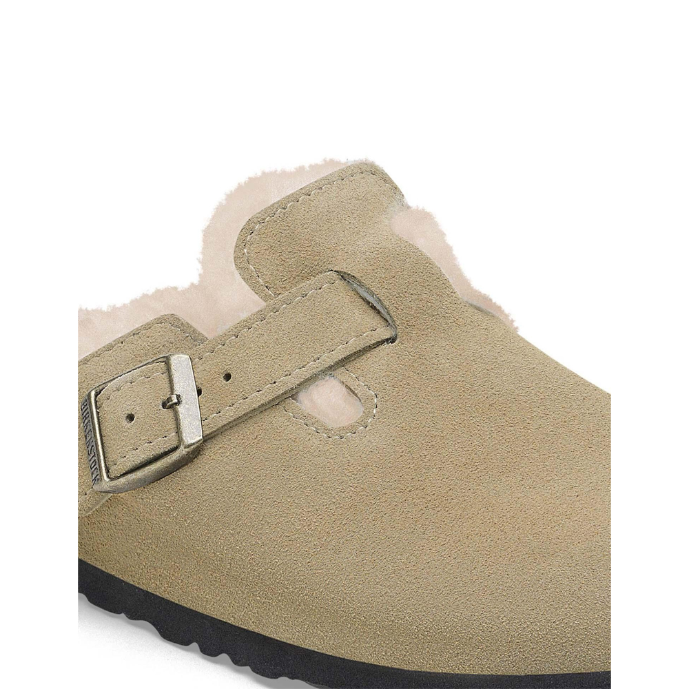 BIRKENSTOCK Leather Boston Shearling Leve Taupe Laf Narrow Fit Suede Γυναικεία Παντόφλα - 5