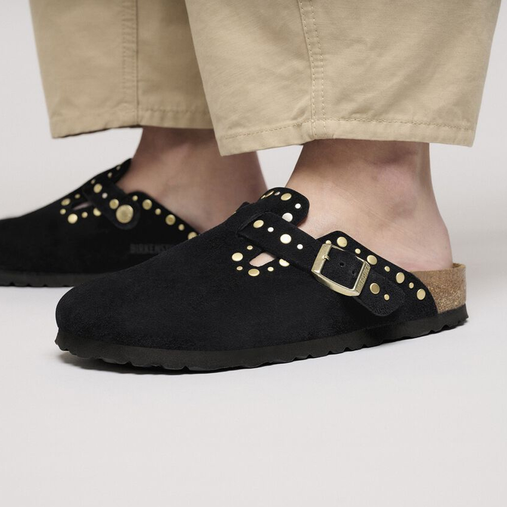 BIRKENSTOCK Boston Rivets Border Regylar Fit  Suede Γυναικεία Παντόφλα - 4