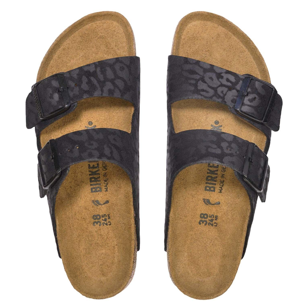 BIRKENSTOCK Arizona Soft Suede Leather Narrow Fit Γυναικείες Ανατομικές Παντόφλες - Μαύρο