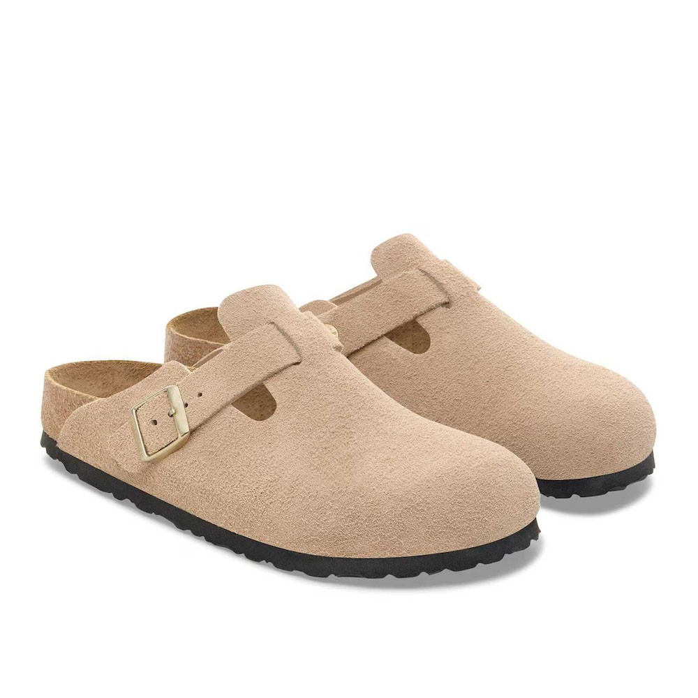 BIRKENSTOCK Leather Boston Leve Narrow Fit Suede Γυναικείες Παντόφλες - 2