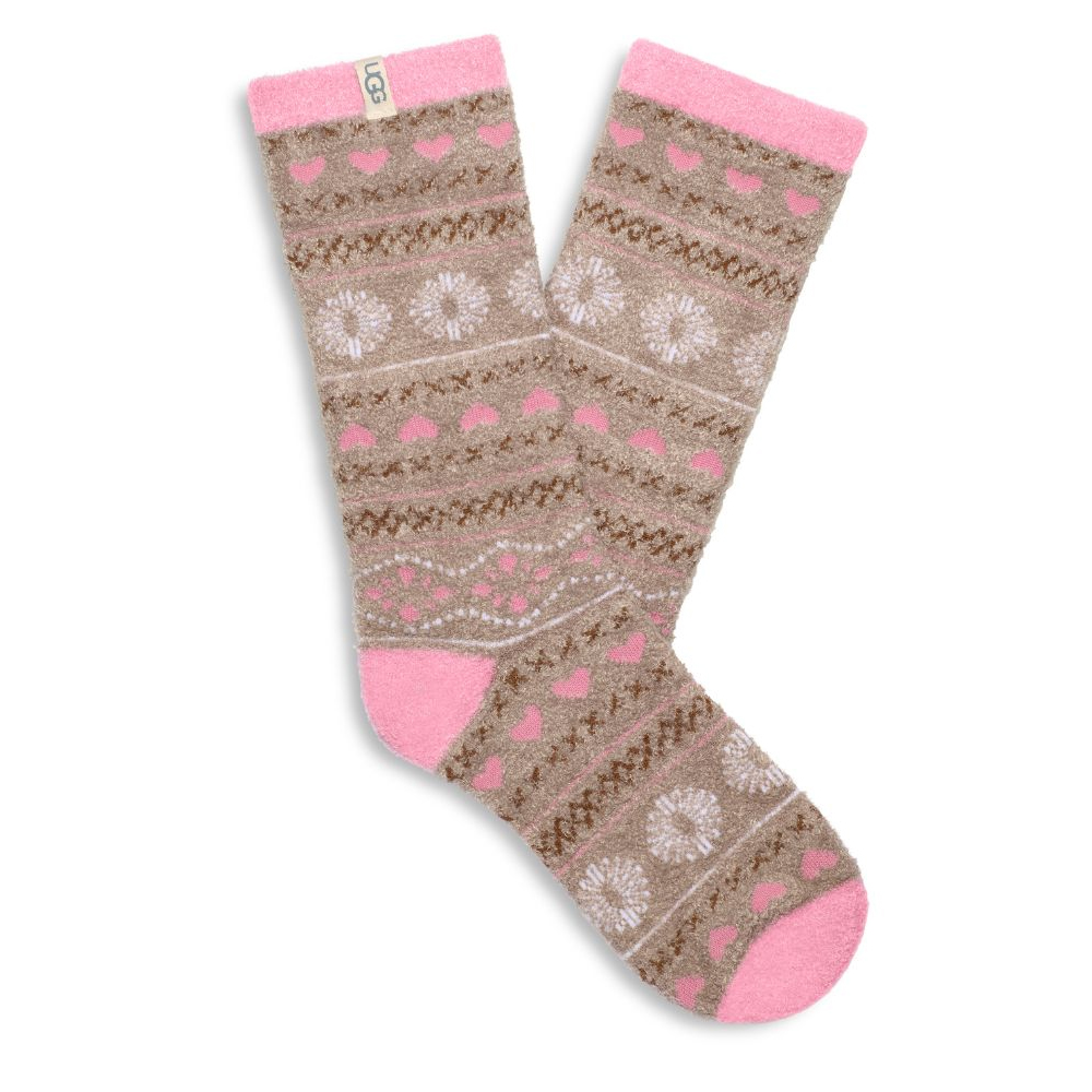 UGG Women's Leslie Graphic Crew Socks Γυναικείες Κάλτσες - Μπεζ