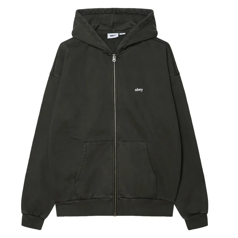 OBEY Lowercase Pigment  Zip Hood Fleece  Ανδρική Ζακέτα Με Κουκούλα - Μαύρο