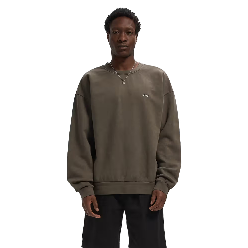 OBEY Lowercase Pigment Crew Unisex Φούτερ - Χακί