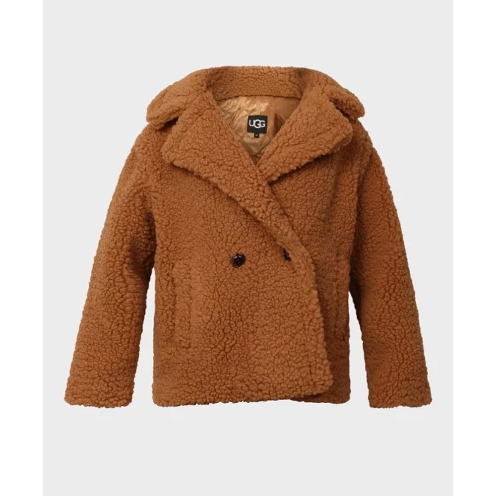 UGG Gertrude Short Teddy Coat Γυναικείο Κοντό Παλτό - 4