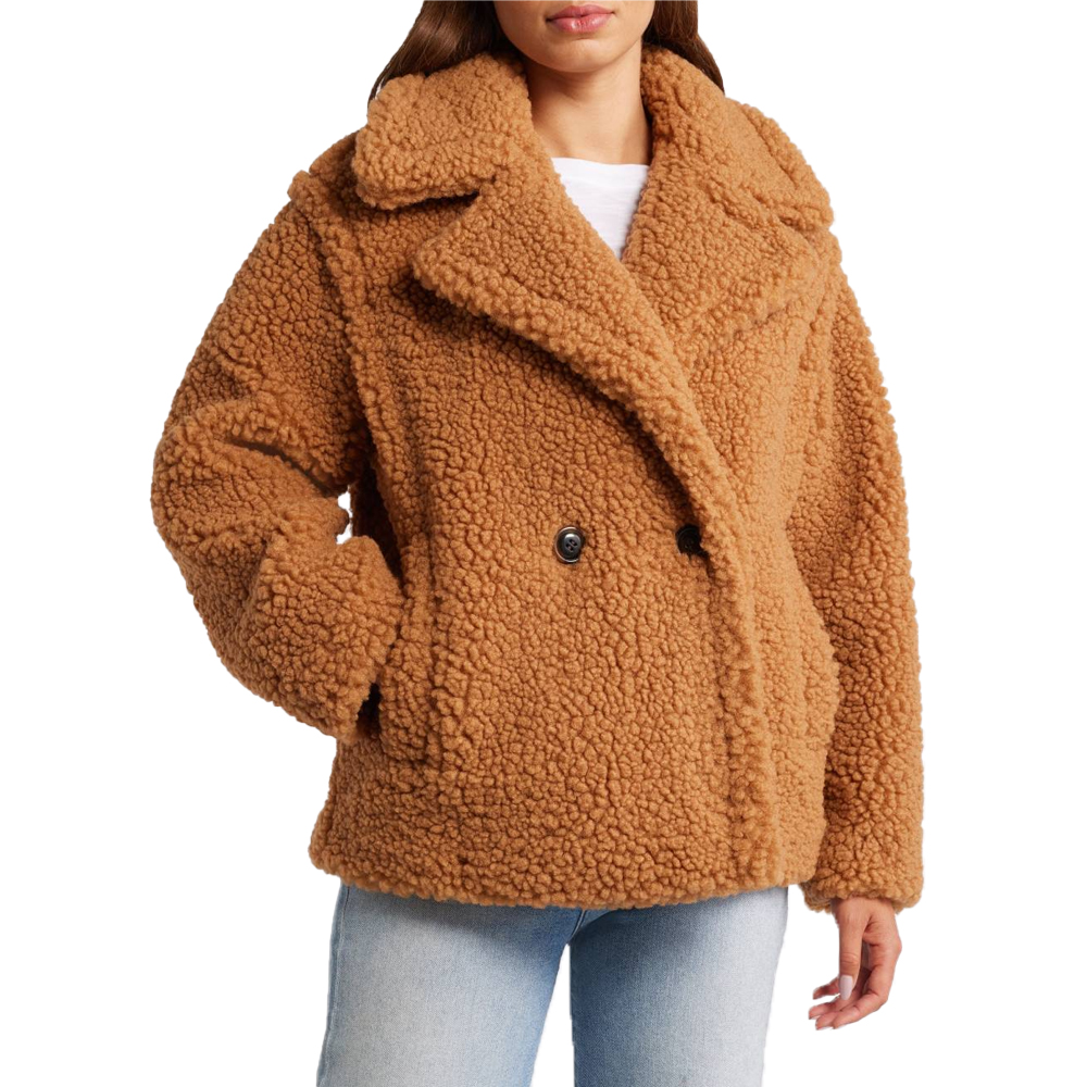 UGG Gertrude Short Teddy Coat Γυναικείο Κοντό Παλτό - Καφέ