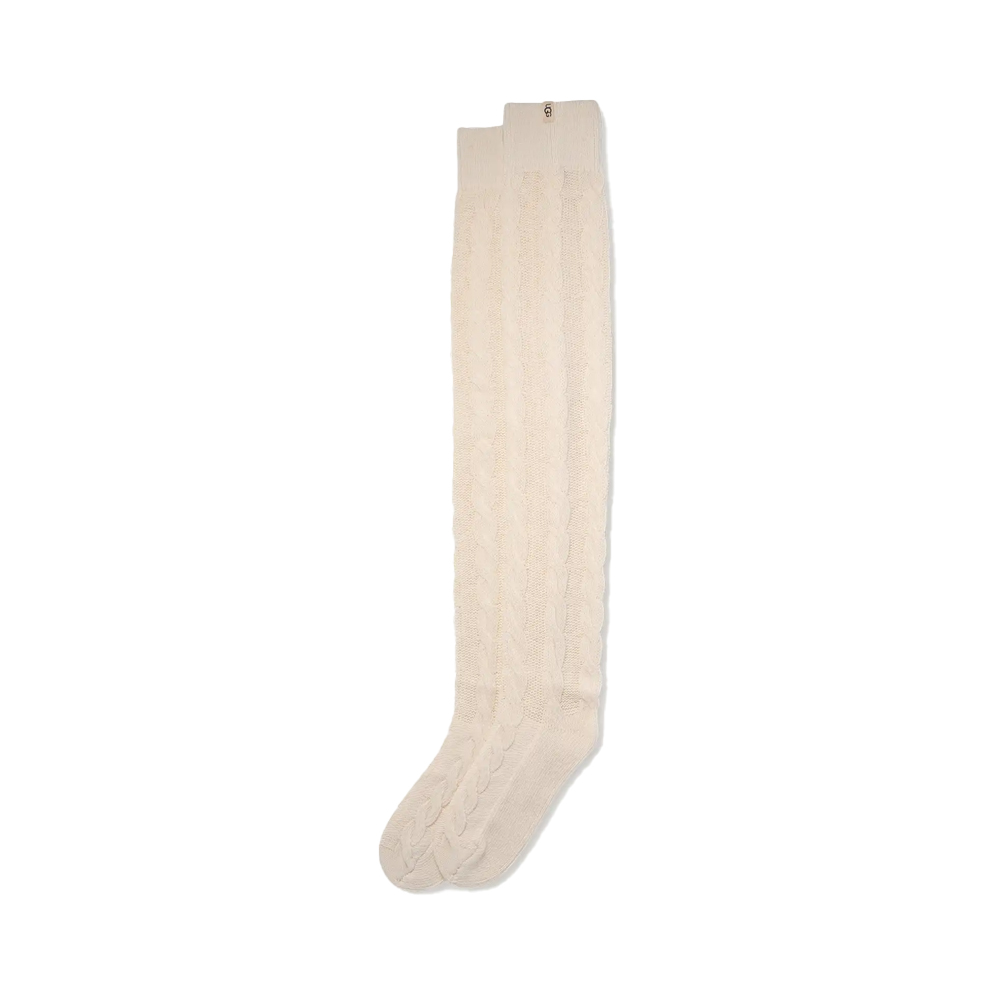 UGG Women's Zanika Thigh High Cable Socks Γυναικείες Κάλτσες - Κρεμ