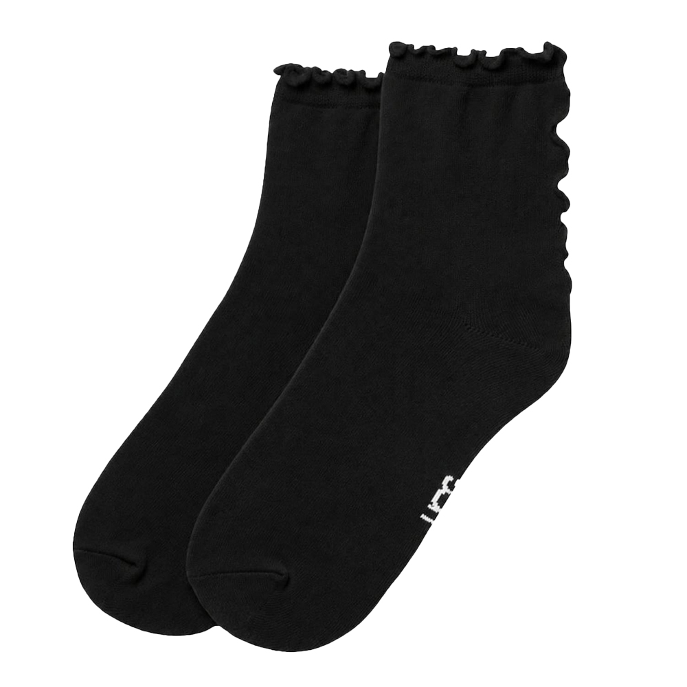 UGG Karsyn Lettuce Edge Quarter II Socks  Γυναικείες Κάλτσες - Μαύρο