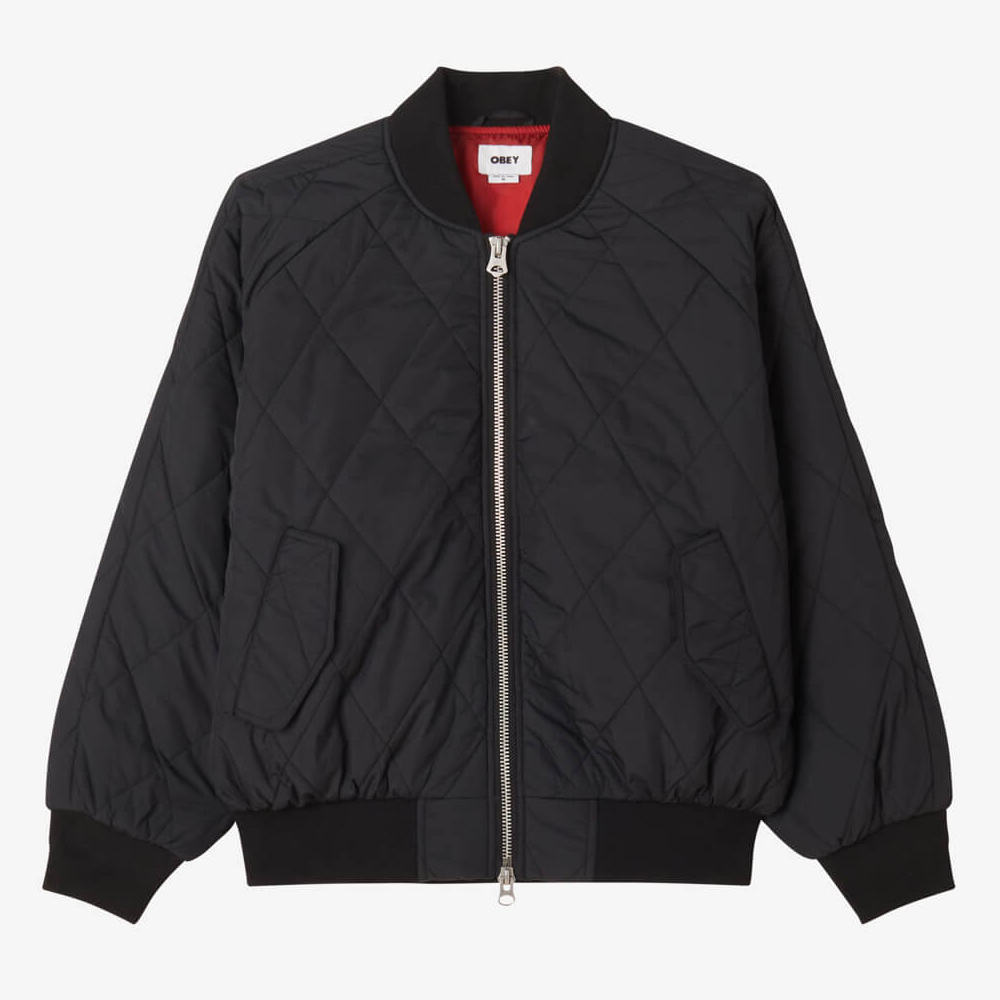 OBEY Lizet Quilted Bomber Jacket Unisex Μπουφάν - Μαύρο