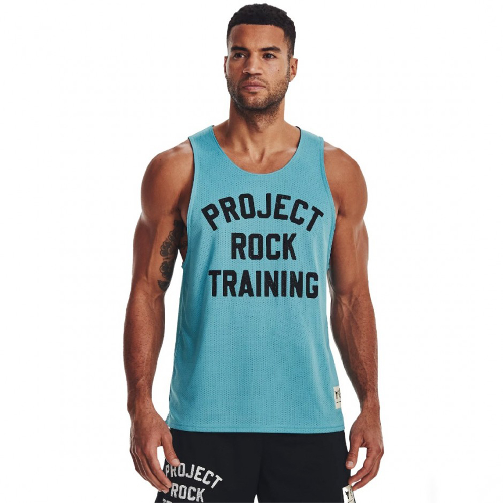UNDER ARMOUR Men's Project Rock Reversible Mesh Top Ανδρικό Αμάνικο T-Shirt - Μπλε