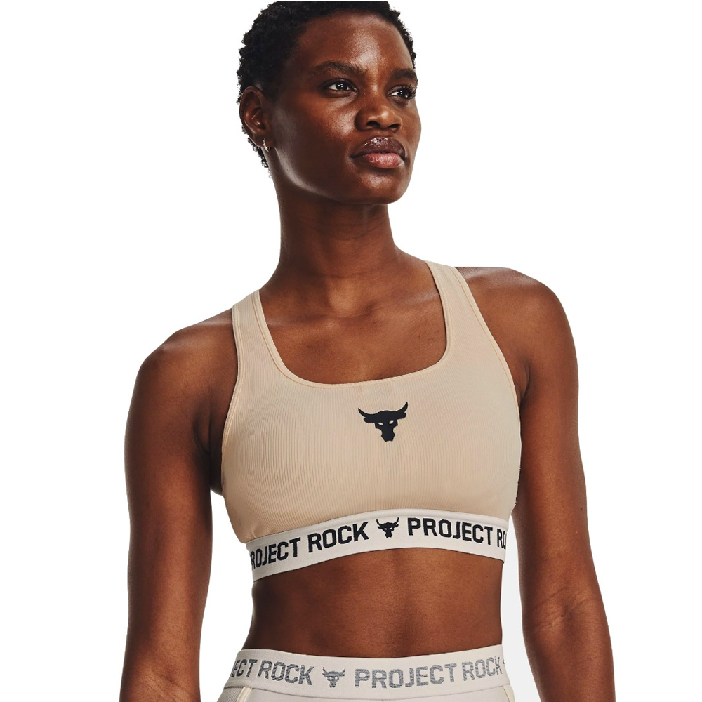 UNDER ARMOUR Women's Project Rock Crossback Bra - Πορτοκαλί