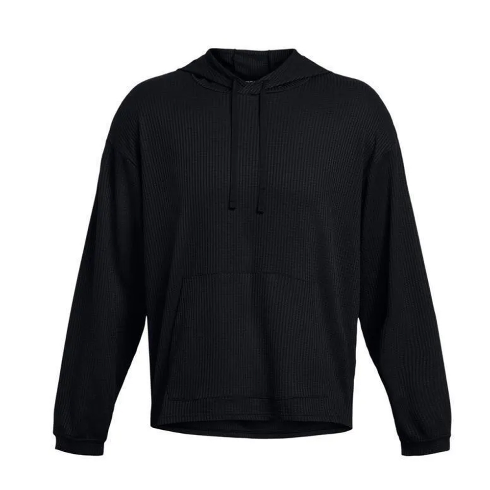 UNDER ARMOUR UA Rival Waffle Hoodie Ανδρικό Φούτερ Με Κουκούλα - Μαύρο
