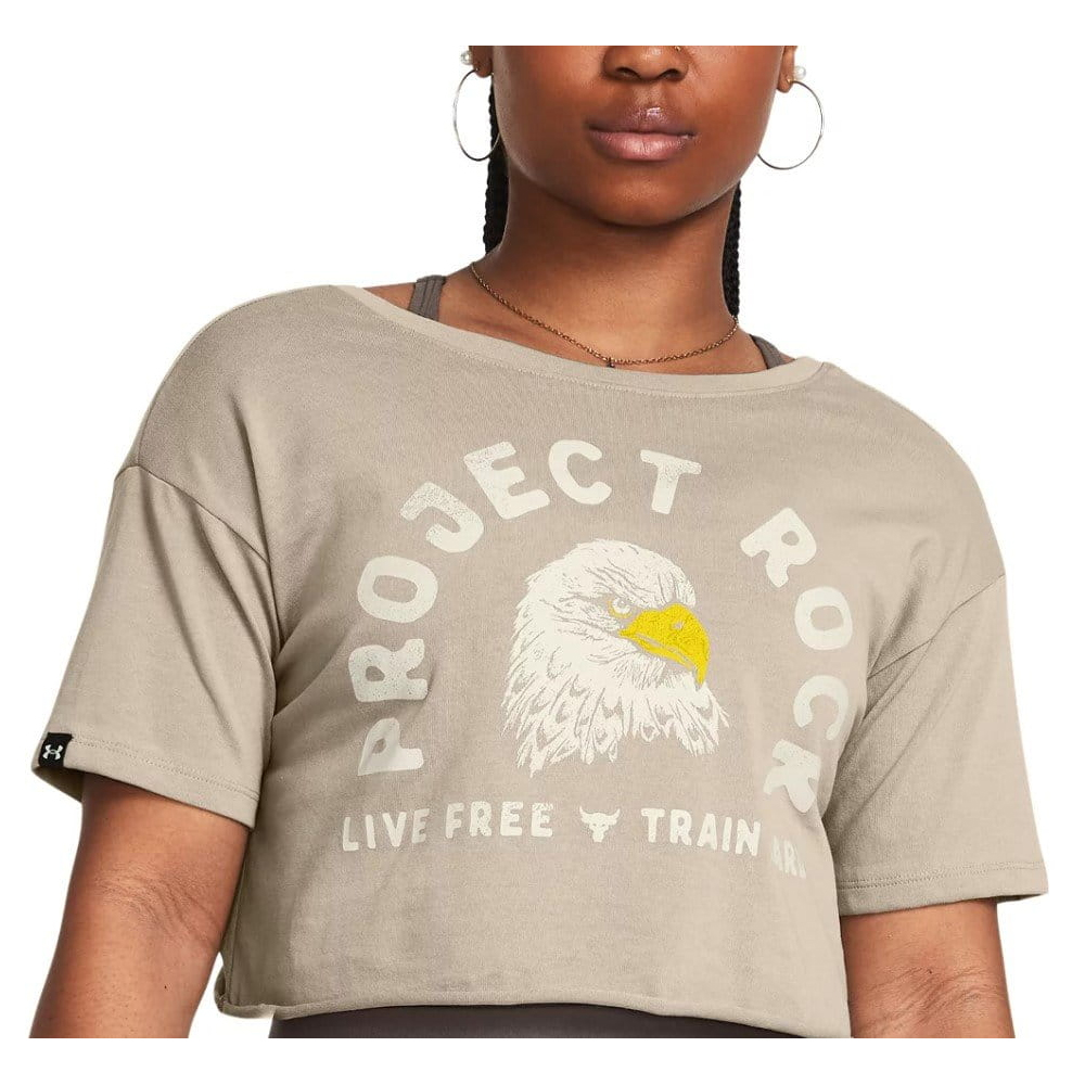 UNDER ARMOUR Project Rock Balance Graphic Tee Γυναικείο Crop T-Shirt - Μπεζ