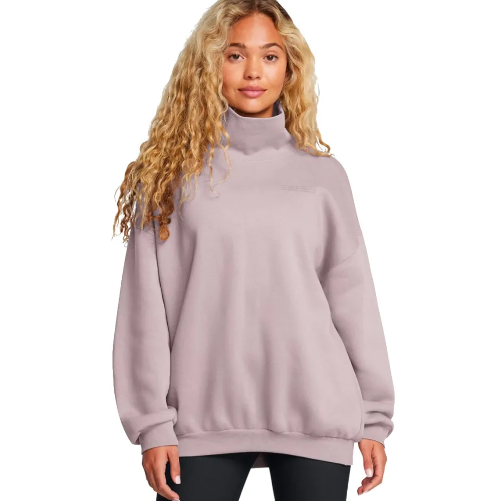 UNDER ARMOUR Icon Fleece Oversized Mock Crew Γυναικείο Φούτερ - Μωβ