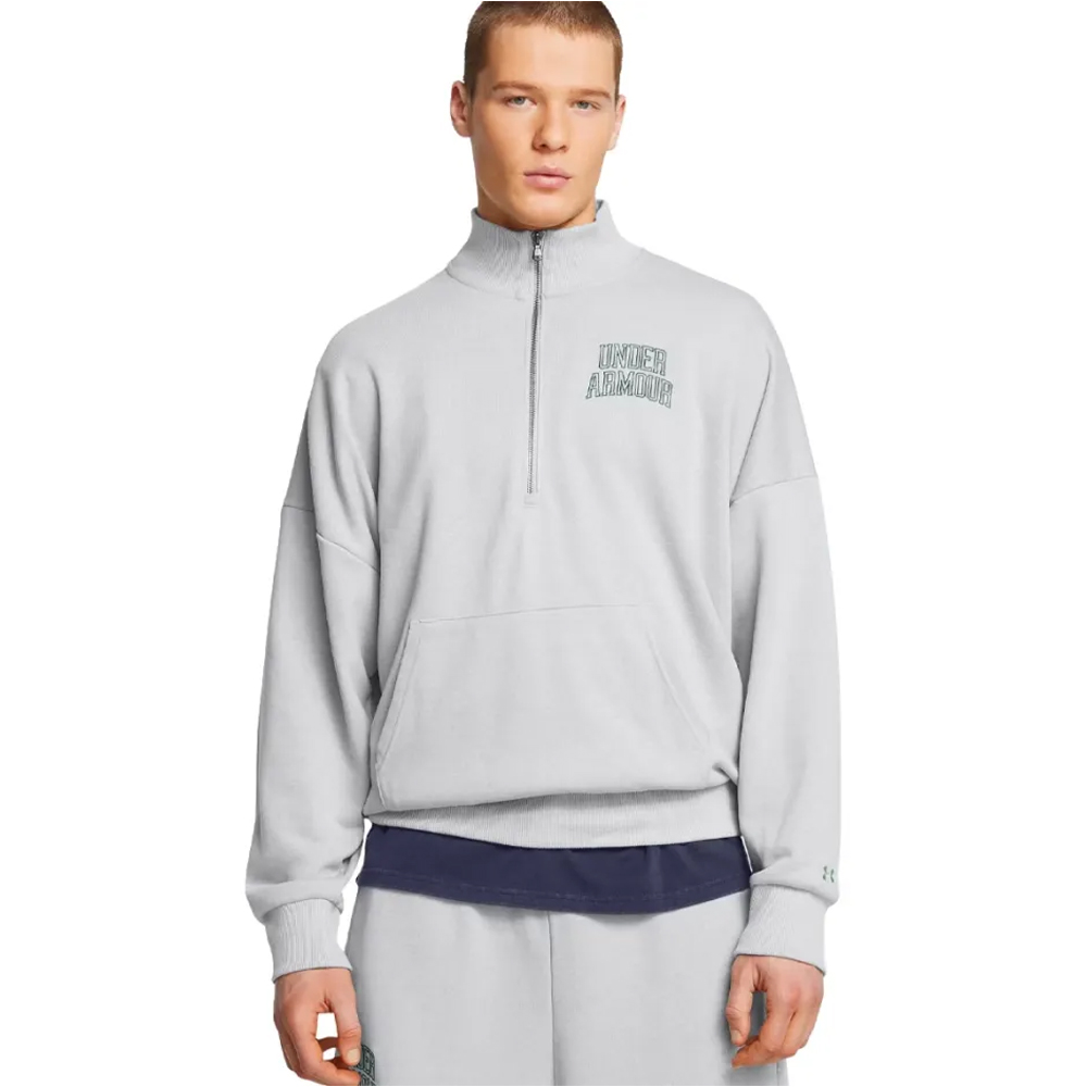 UNDER ARMOUR Icon HeavyWeight Terry Oversized 1/2 Zip Ανδρικό Φούτερ - Γκρι