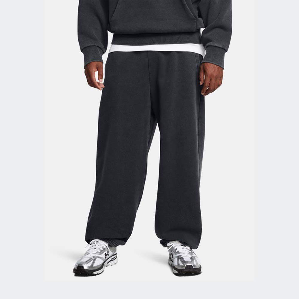 UNDER ARMOUR Icon HeavyWeight Fleece Washed Oversized Pants Ανδρικό Παντελόνι Φόρμας - Μαύρο