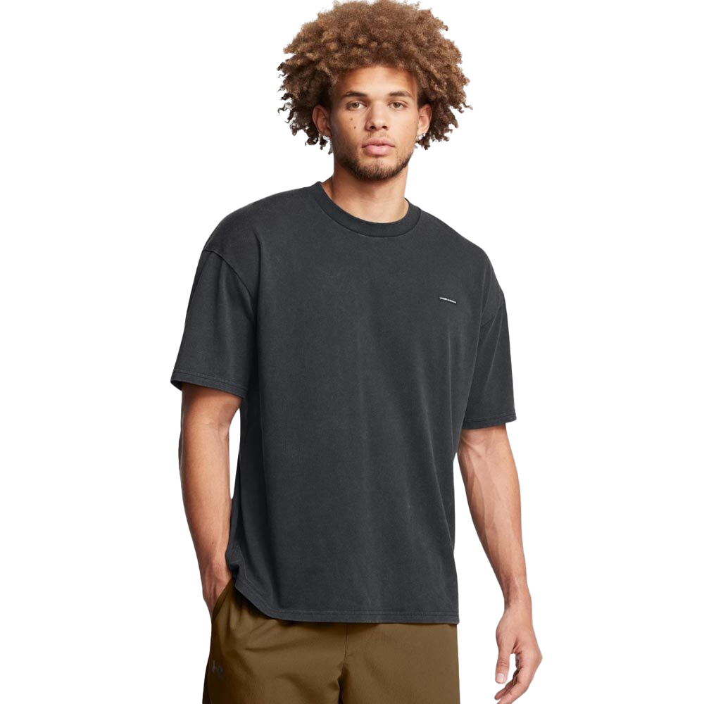 UNDER ARMOUR HeavyWeight Oversized Logo Wash Short Sleeve Tee Ανδρικό T-Shirt - Γκρι