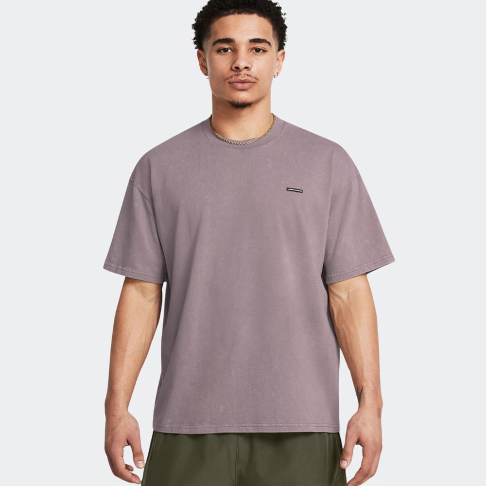 UNDER ARMOUR HeavyWeight Oversized Logo Wash Short Sleeve Tee Ανδρικό T-Shirt - Μωβ