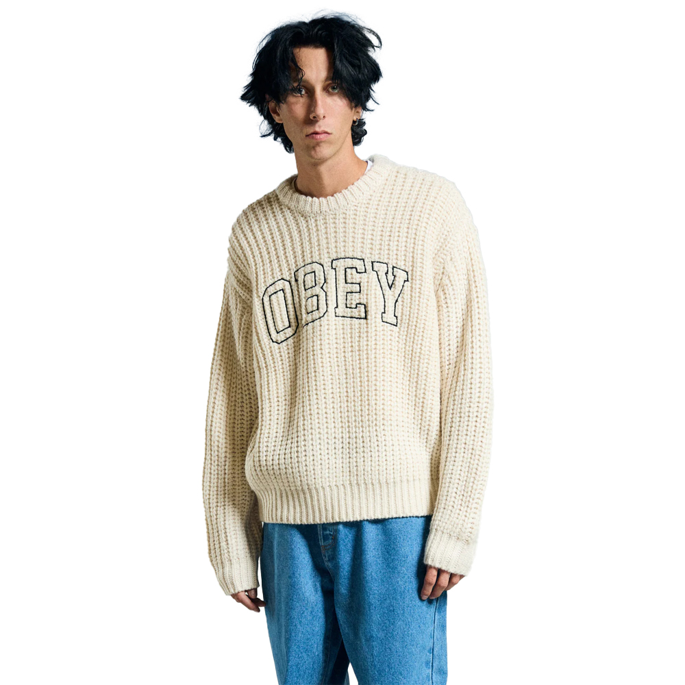 OBEY Collegiate Sweater Unisex Πουλόβερ  - Κρεμ