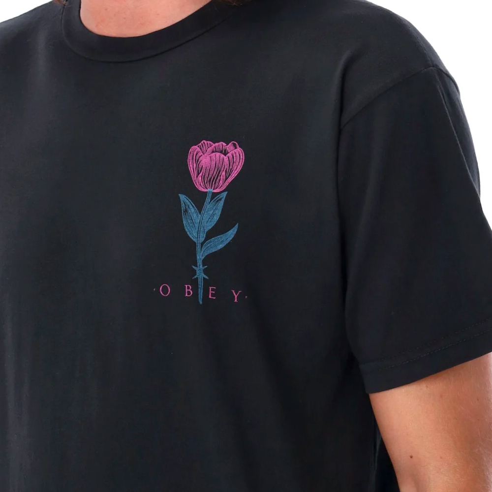 OBEY Barbwire Flower Organic Tee Unisex T-Shirt - 2