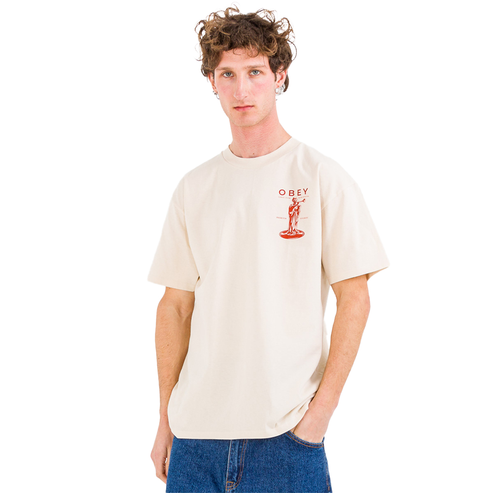 OBEY Premium Sounds Ανδρικό T-Shirt  - Μπεζ