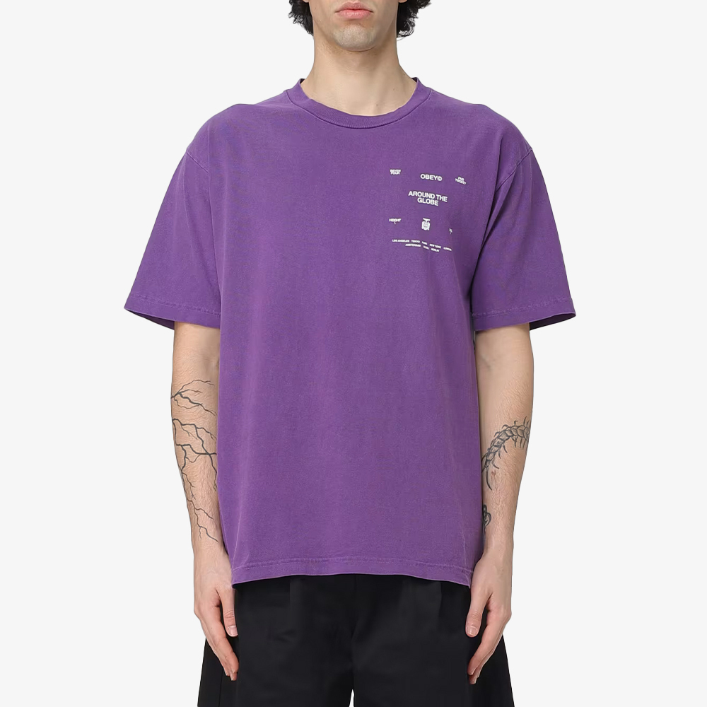 OBEY Around The Globe Ανδρικό T-Shirt  - Μωβ