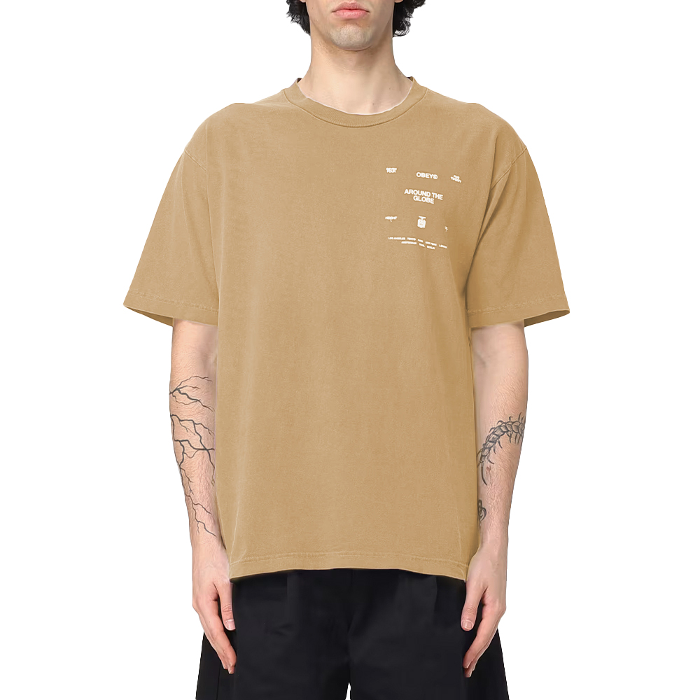 OBEY Around The Globe Ανδρικό T-Shirt  - Καφέ