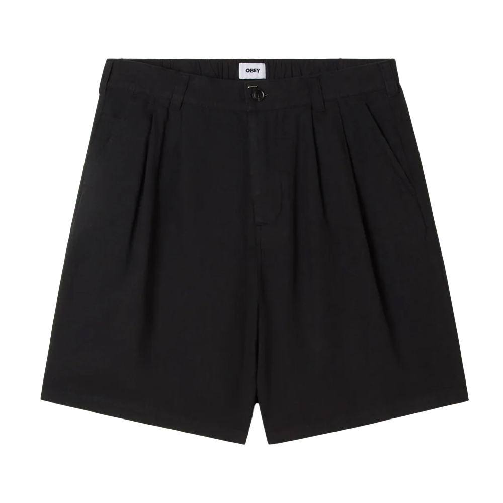 OBEY Foster Pleated Linen Short Ανδρικό Σορτς Λινό - Μαύρο
