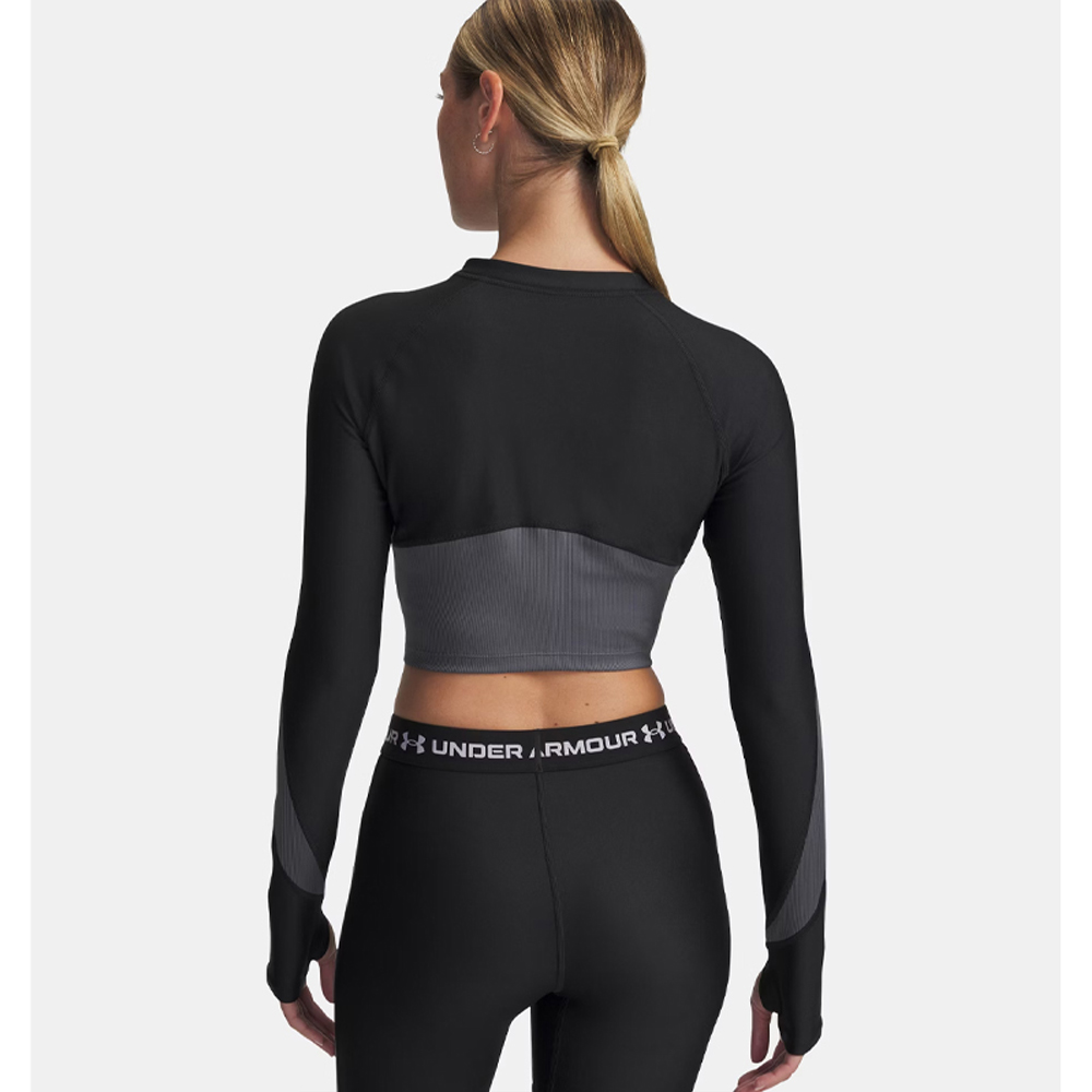 UNDER ARMOUR UA HeatGear® Rib 1/4 Zip Top Γυναικείο Μακρυμάνικο Crop Top - 3