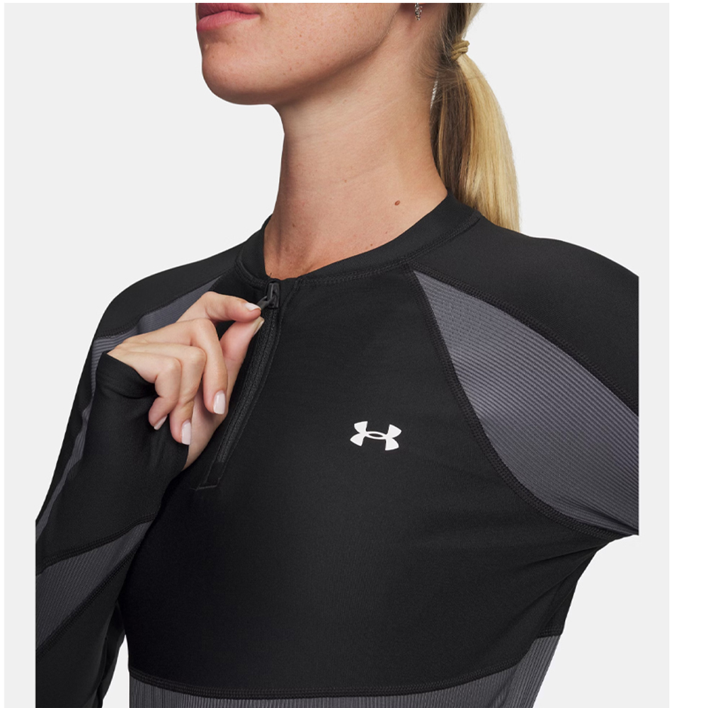 UNDER ARMOUR UA HeatGear® Rib 1/4 Zip Top Γυναικείο Μακρυμάνικο Crop Top - 4