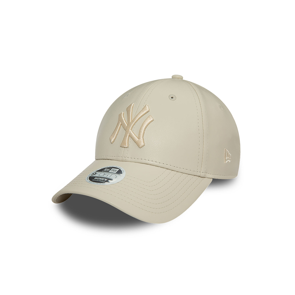 NEW ERA New York Yankees Faux Leather Womens 9FORTY Polyester Adjustable Cap Γυναικείο Καπέλο - Μπεζ