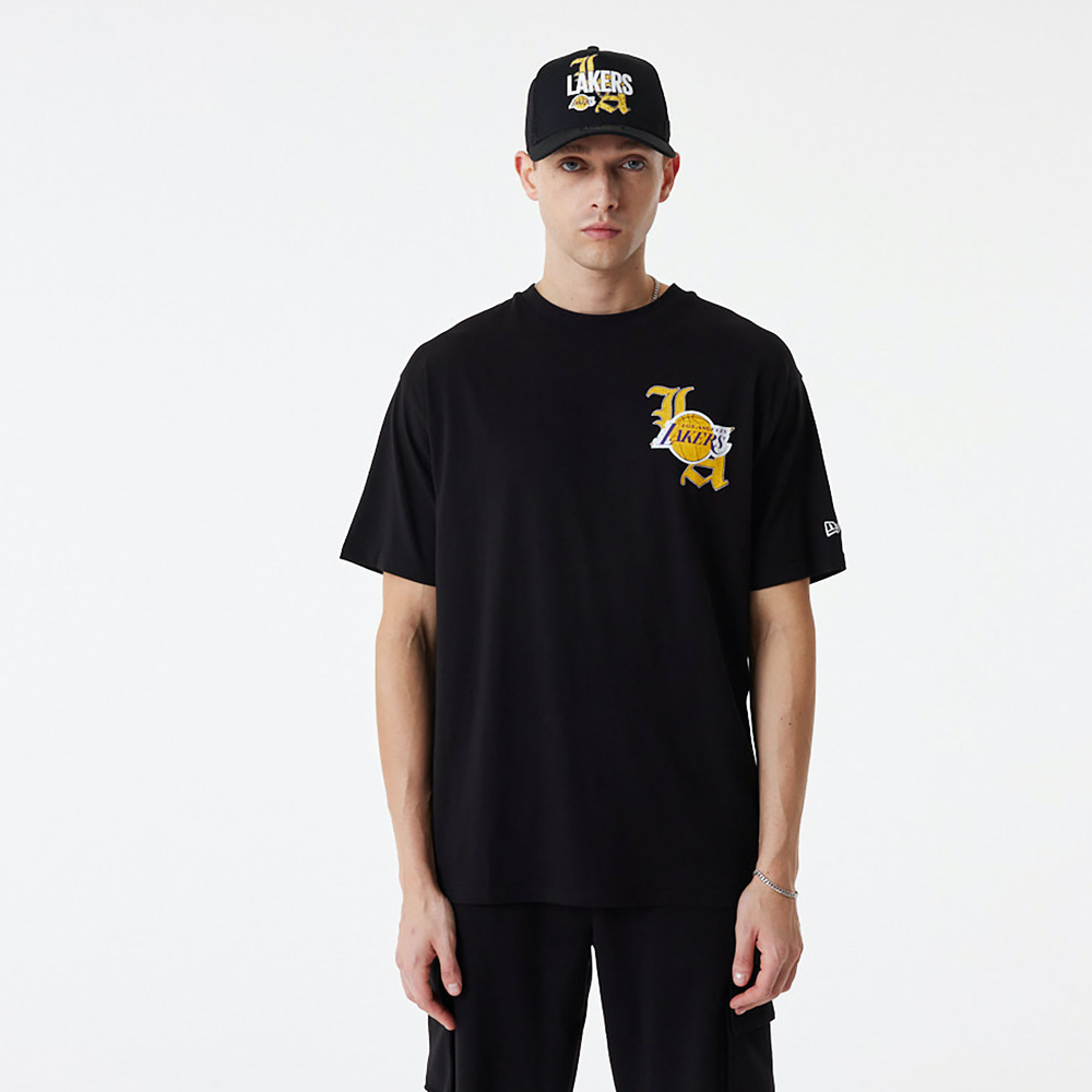 NEW ERA LA Lakers Team Graphic Black Oversized Ανδρικό T-Shirt - 1