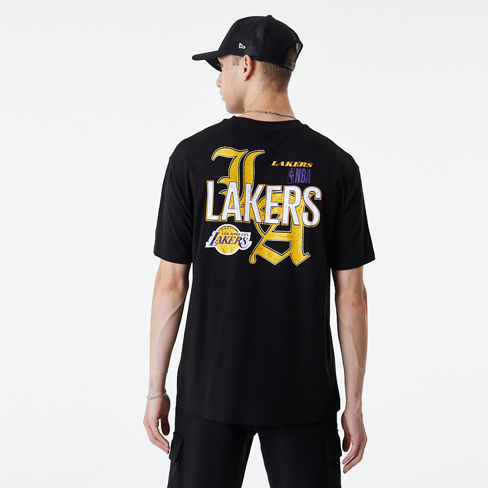 NEW ERA LA Lakers Team Graphic Black Oversized Ανδρικό T-Shirt - 2