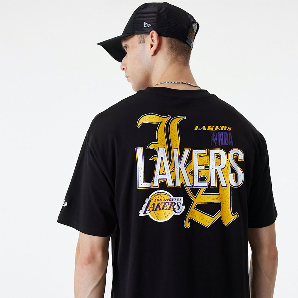 NEW ERA LA Lakers Team Graphic Black Oversized Ανδρικό T-Shirt - 3