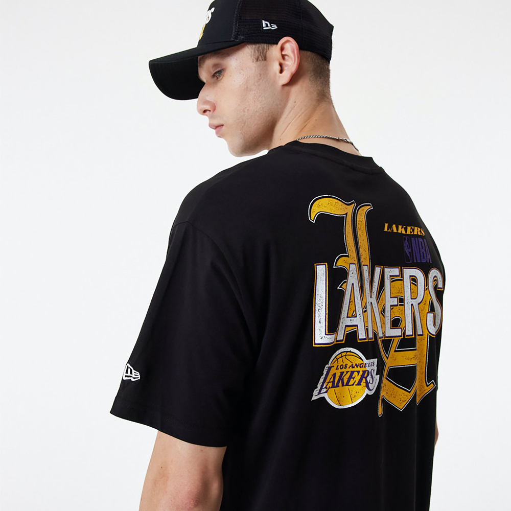 NEW ERA LA Lakers Team Graphic Black Oversized Ανδρικό T-Shirt - 5