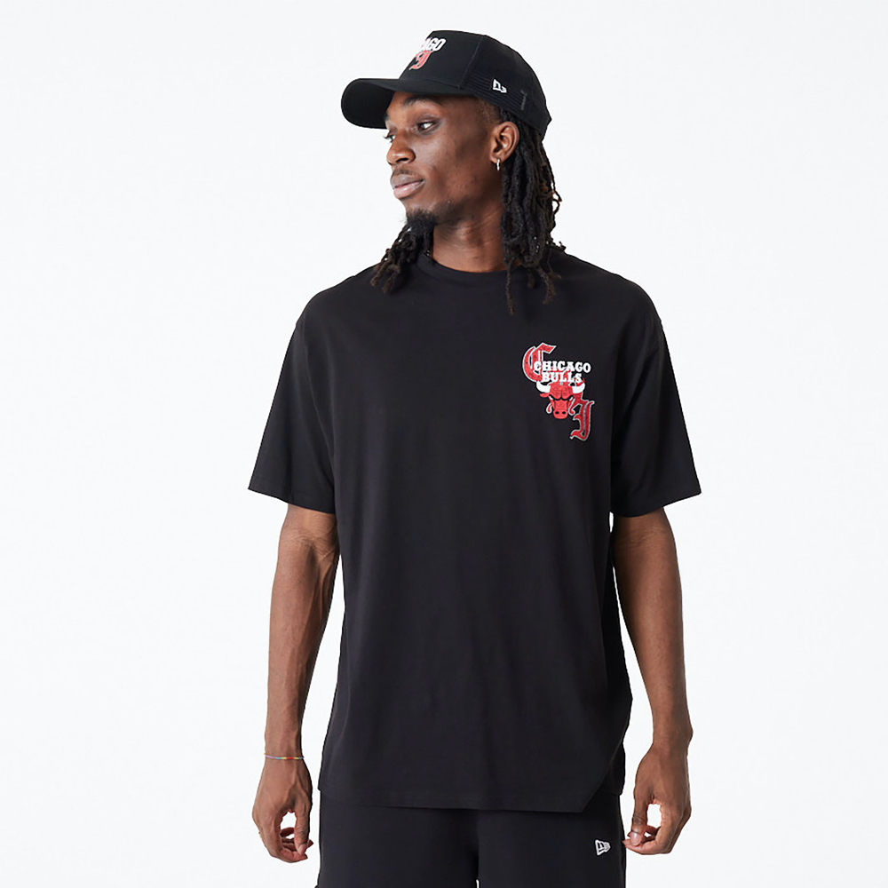 NEW ERA Chicago Bulls Team Graphic Black Oversized Ανδρικό T-Shirt - 1