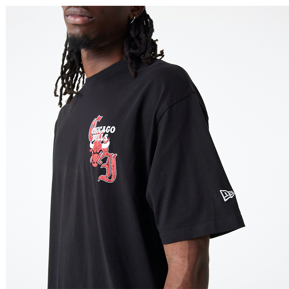 NEW ERA Chicago Bulls Team Graphic Black Oversized Ανδρικό T-Shirt - 3