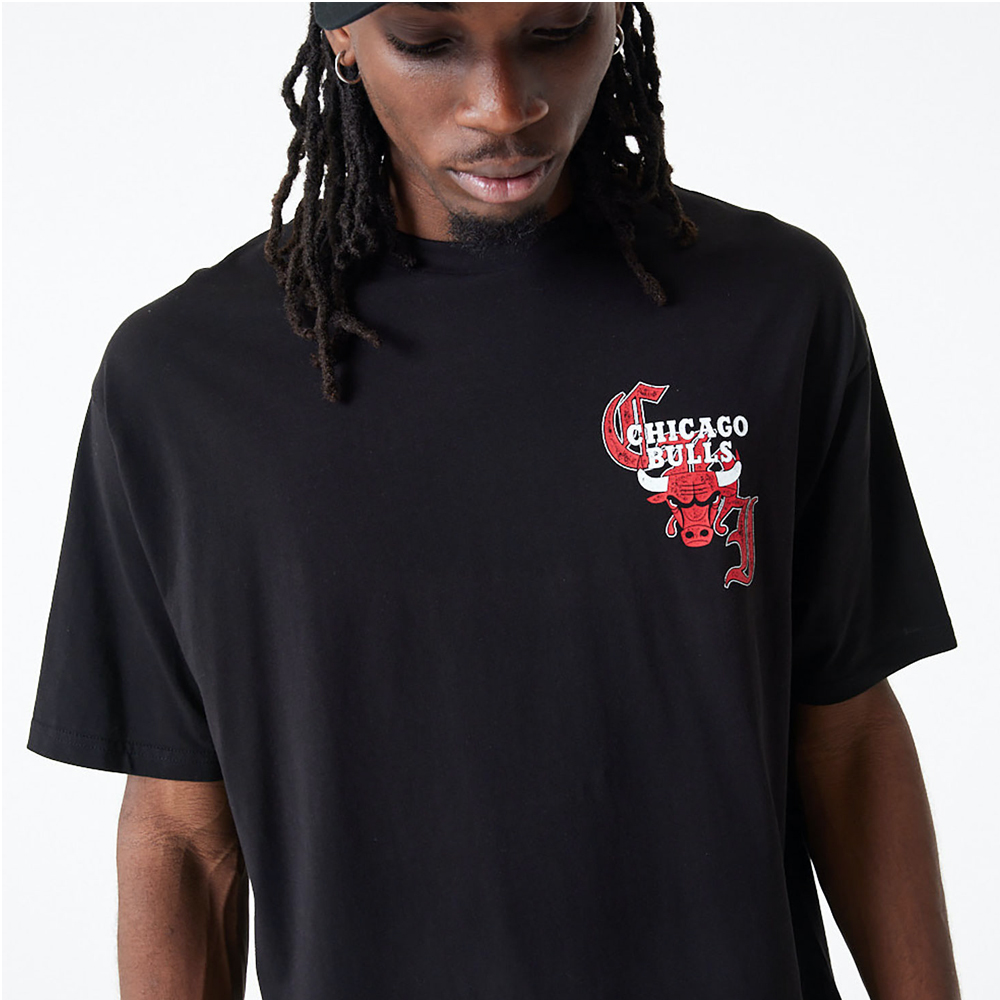 NEW ERA Chicago Bulls Team Graphic Black Oversized Ανδρικό T-Shirt - 4