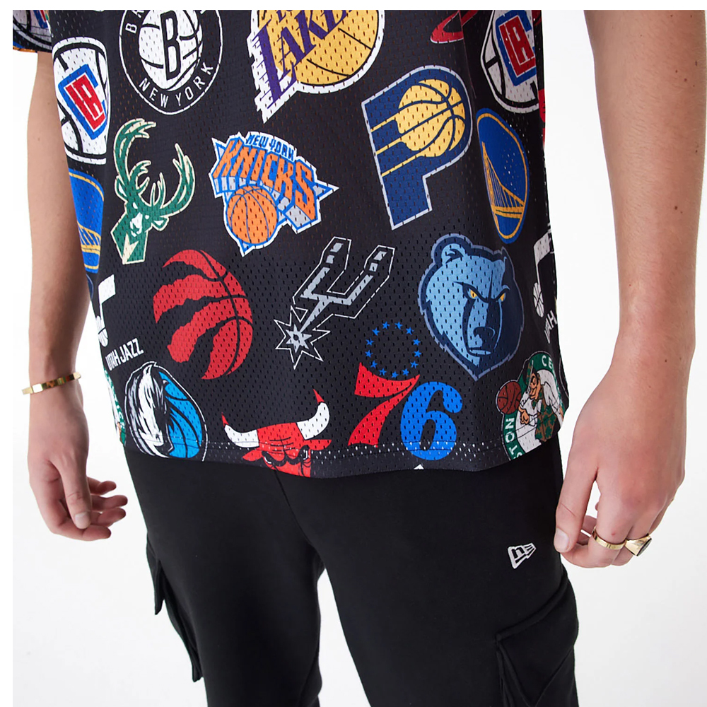 NEW ERA NBA All Over NBA All Over Print Mesh Ανδρικό Oversized T-Shirt - 5