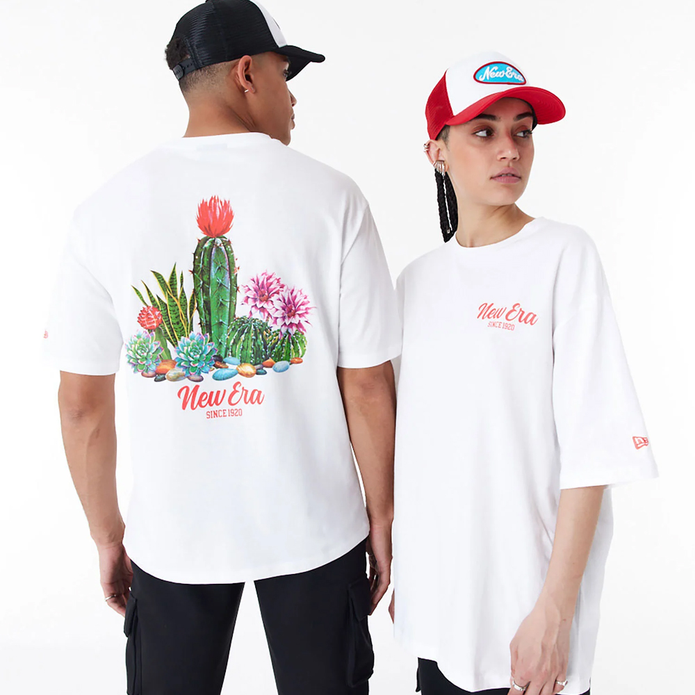 NEW ERA New Era Cactus Graphic White Oversized Unisex T-Shirt - Λευκό