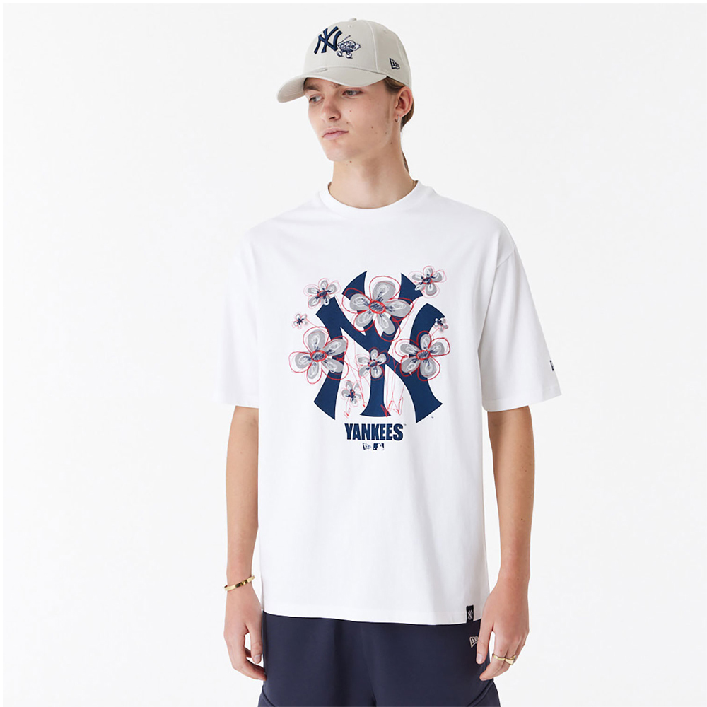 NEW ERA New York Yankees MLB Floral Logo White Oversized Ανδρικό T-Shirt - 1