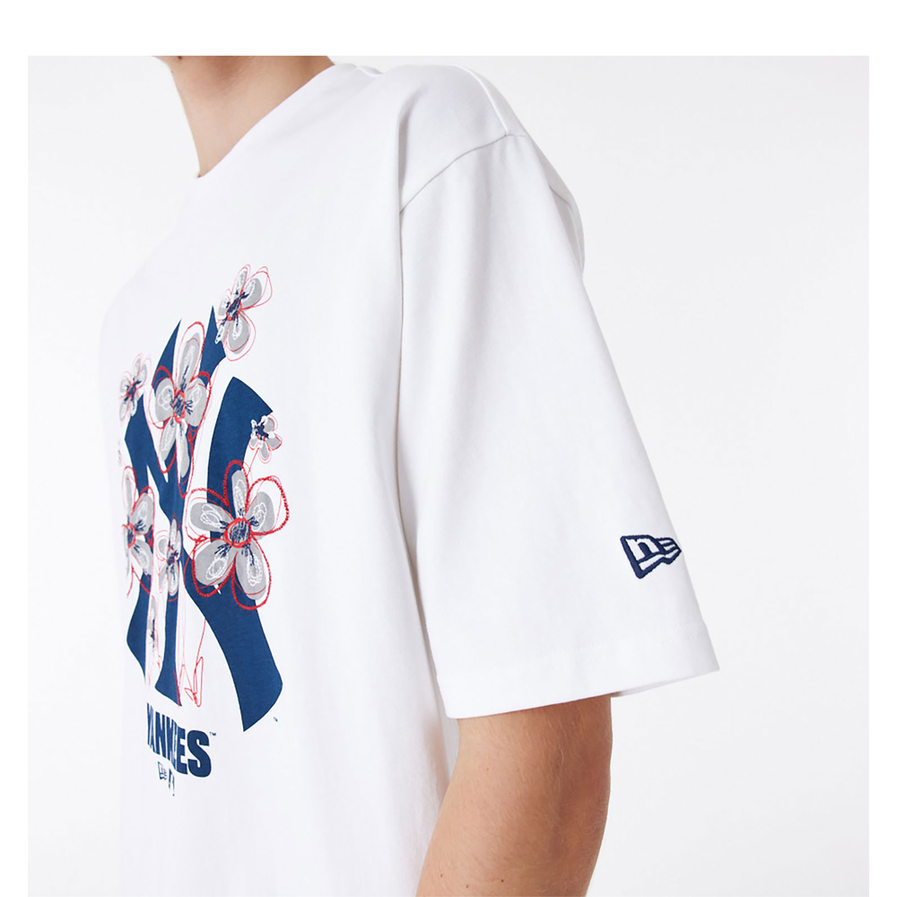 NEW ERA New York Yankees MLB Floral Logo White Oversized Ανδρικό T-Shirt - 3