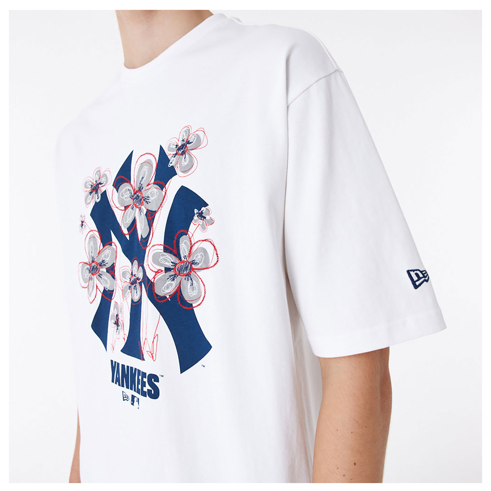 NEW ERA New York Yankees MLB Floral Logo White Oversized Ανδρικό T-Shirt - 5